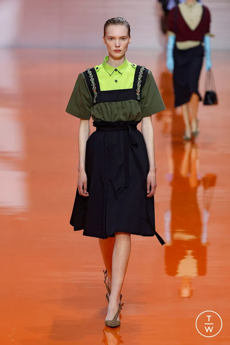 Prada SS2026 neongul chartreuse polo